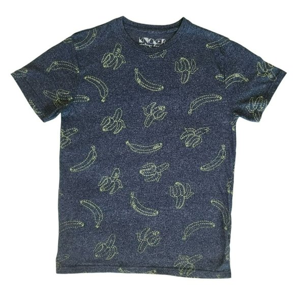 KnickerBocker Other - Knicker Bocker Men's Marled Navy Blue Banana Print Short Sleeve T-Shirt Small